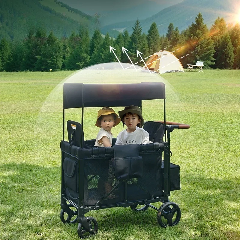 Double Twin Baby Stroller Foldable Lightweight Sit Recline Design Camping Wagon for Infants Outdoor Camping Outings