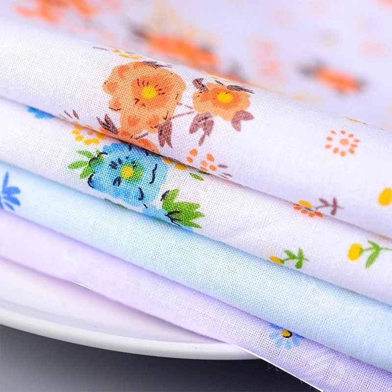 3 chiếc khăn tay cotton có viền lượn sóng và túi hình vuông in hoa