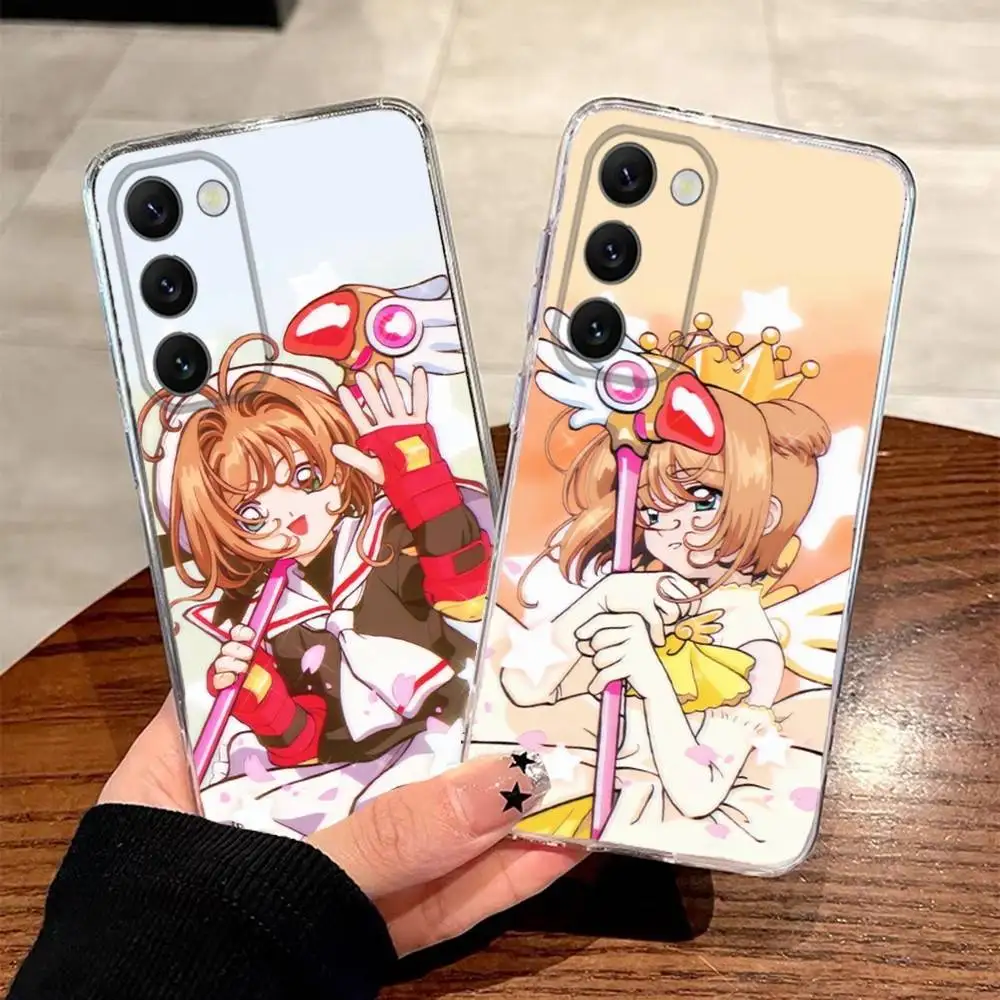 

Cute S-Sakura Kinomoto Phone Case For Samsung S30,23,21,22,20 FE lite,S10,9,PIus Note20ultra Soft Transparent
