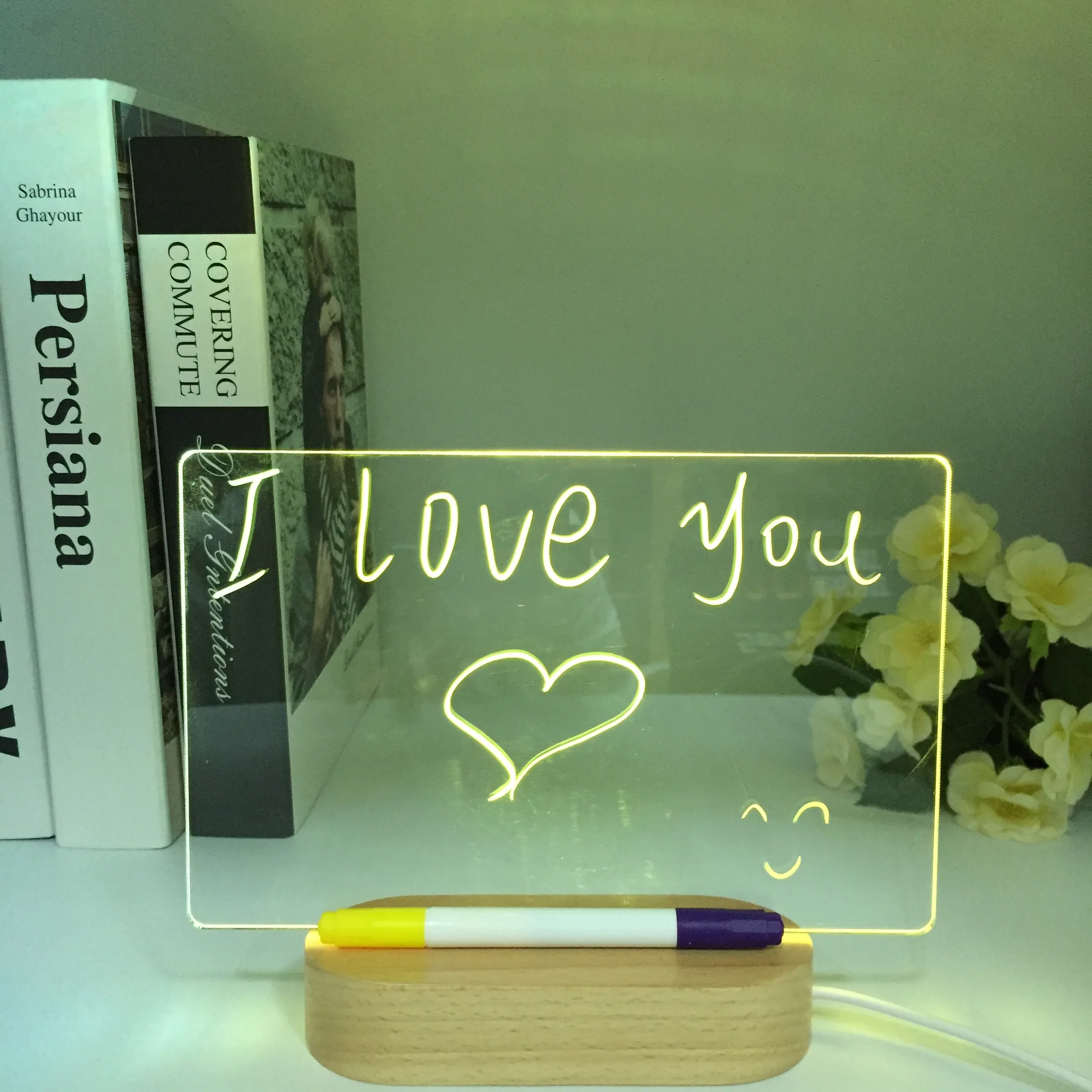 Rewritable 3D Night Light with Message Board Bedroom Sleep Light Soft Light Desk Lamp Room Decor Desktop Ornaments Dropshipping