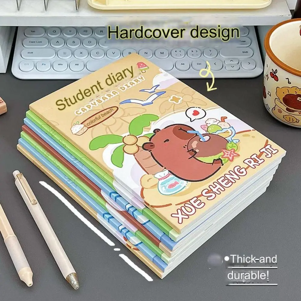 Cute 32K Capybara Diary Cartoon Creative Pupil Composition Books Notepad Weekly Journal Student Stationery Primary School