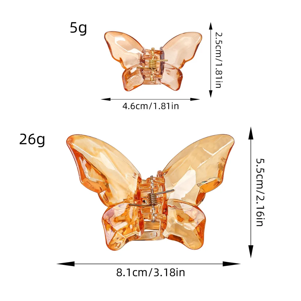 1 pz rosa medio farfalla fermagli per capelli per capelli spessi e sottili, antiscivolo carino trasparente Clip artiglio per capelli per le donne ragazze