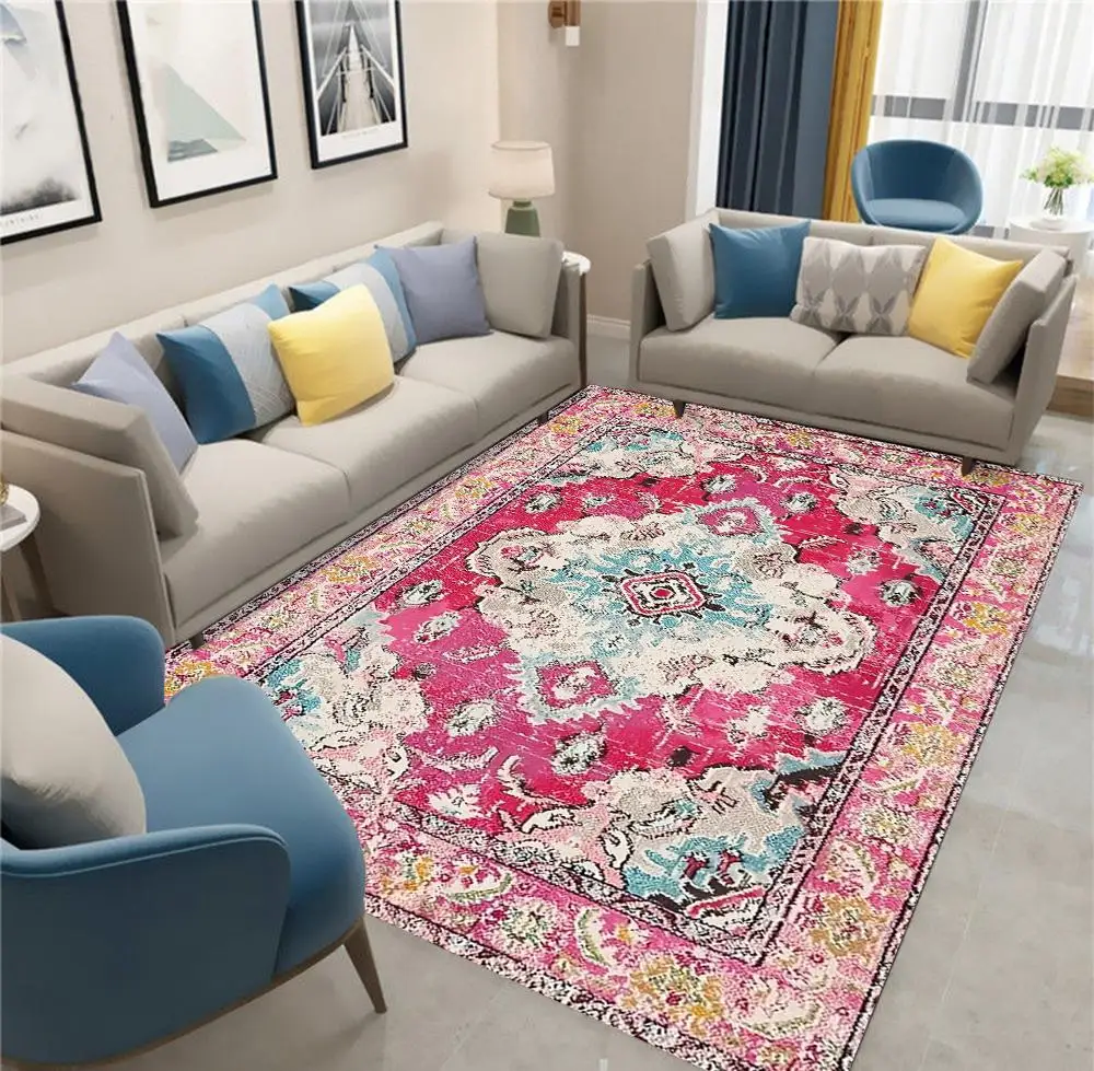 

Vintage Area Rugs Washable Area Rugs for Living Room Bedroom Bathroom Kitchen Doormat Stain Resistant Non-Slip Floor Mat