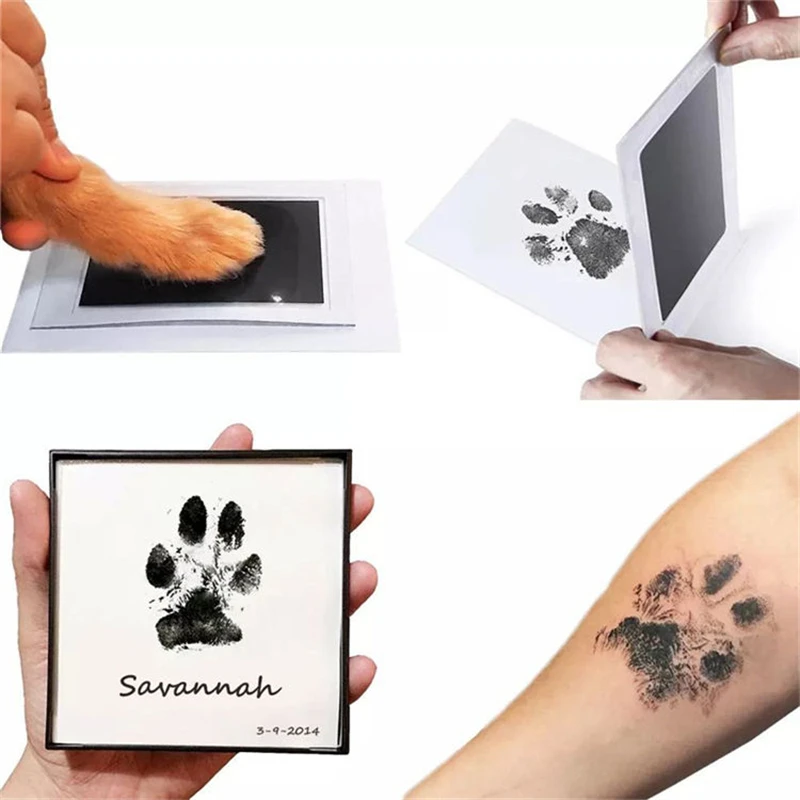 Large-XL Pet Non-toxic Inkpad Footprint Handprint No Touch Skin Inkless Kits for Newborn Baby&Cat Dog Paw Safe Prints Souvenirs