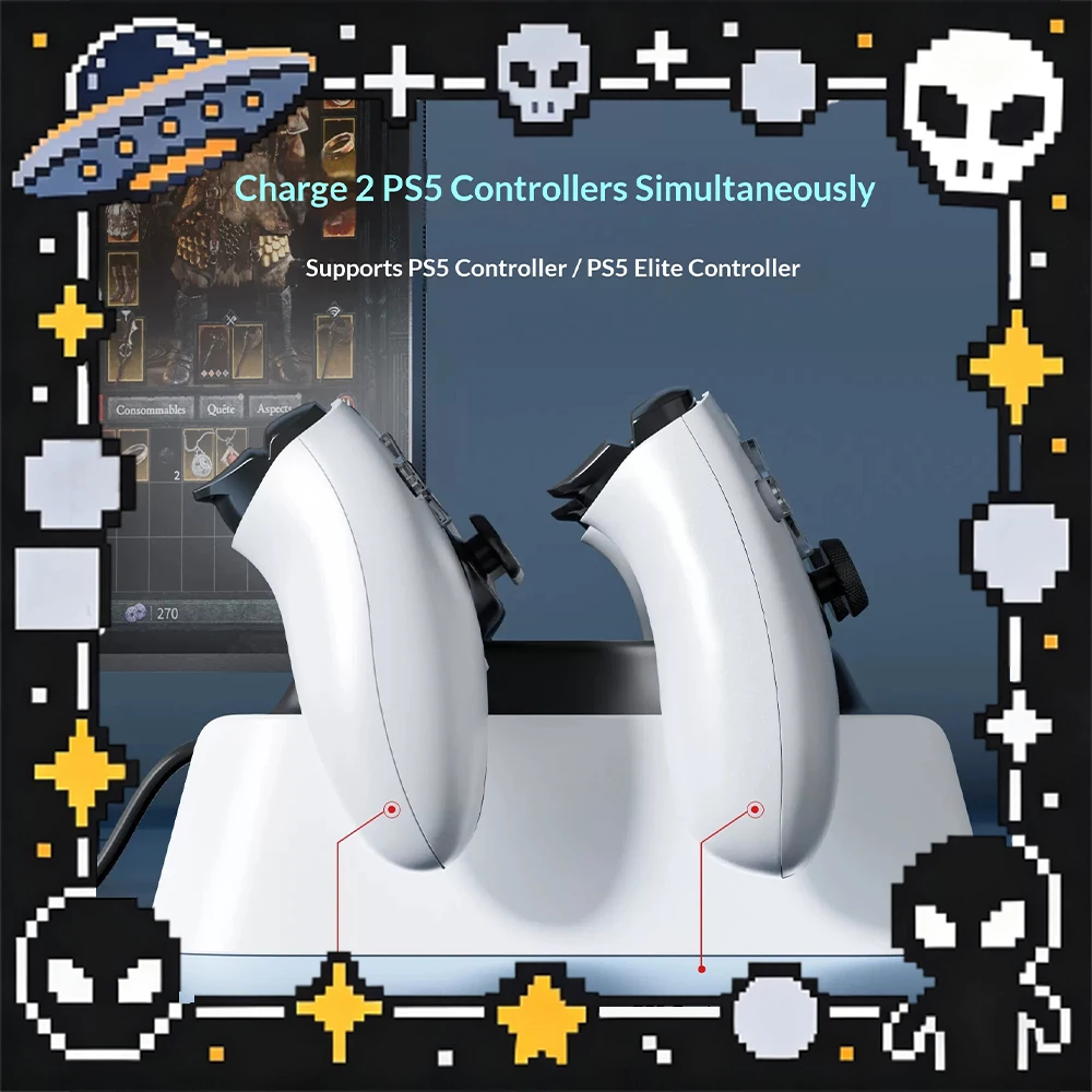 PMW PS5 Handle Charging Base Lncluding RGB Lamp Effect Charge Two Handles Handle Charging Bottom Seat Overcharge Protection Gift