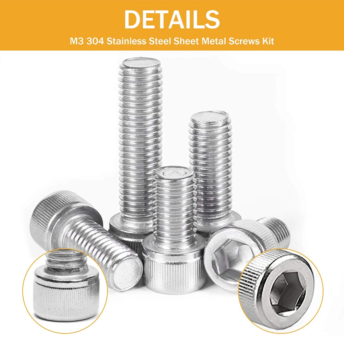 615 قطعة M3x4/5/6/8/10/12/14/16/18/20/25/30 مللي متر 304 سداسية من الفولاذ المقاوم للصدأ مسمار لولبي الرأس الجوز عدة