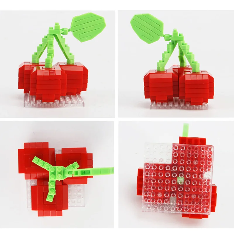 DIY Fruit Mini Building Blocks Apple Banana Cherry 3D Model Home Decorations Children Educational Assembly Toys Boys Girls Gifts view 5