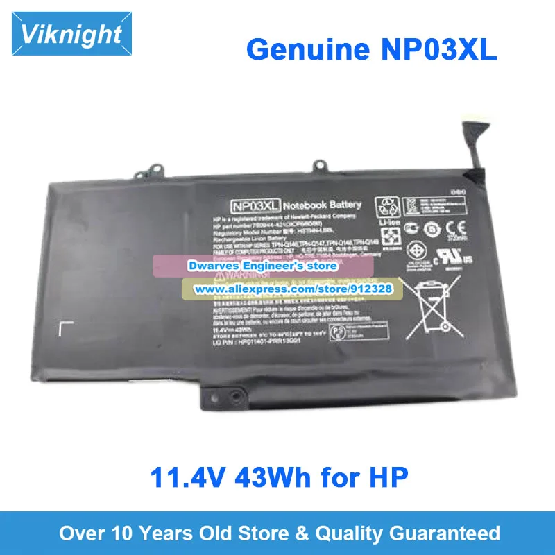 

Оригинальный аккумулятор NP03XL HSTNN-LB6L TPN-Q149 11,4 В 43 Втч для HP Envy X360 15 Pavilion X360 13 15-U205NA 13-B227TU
