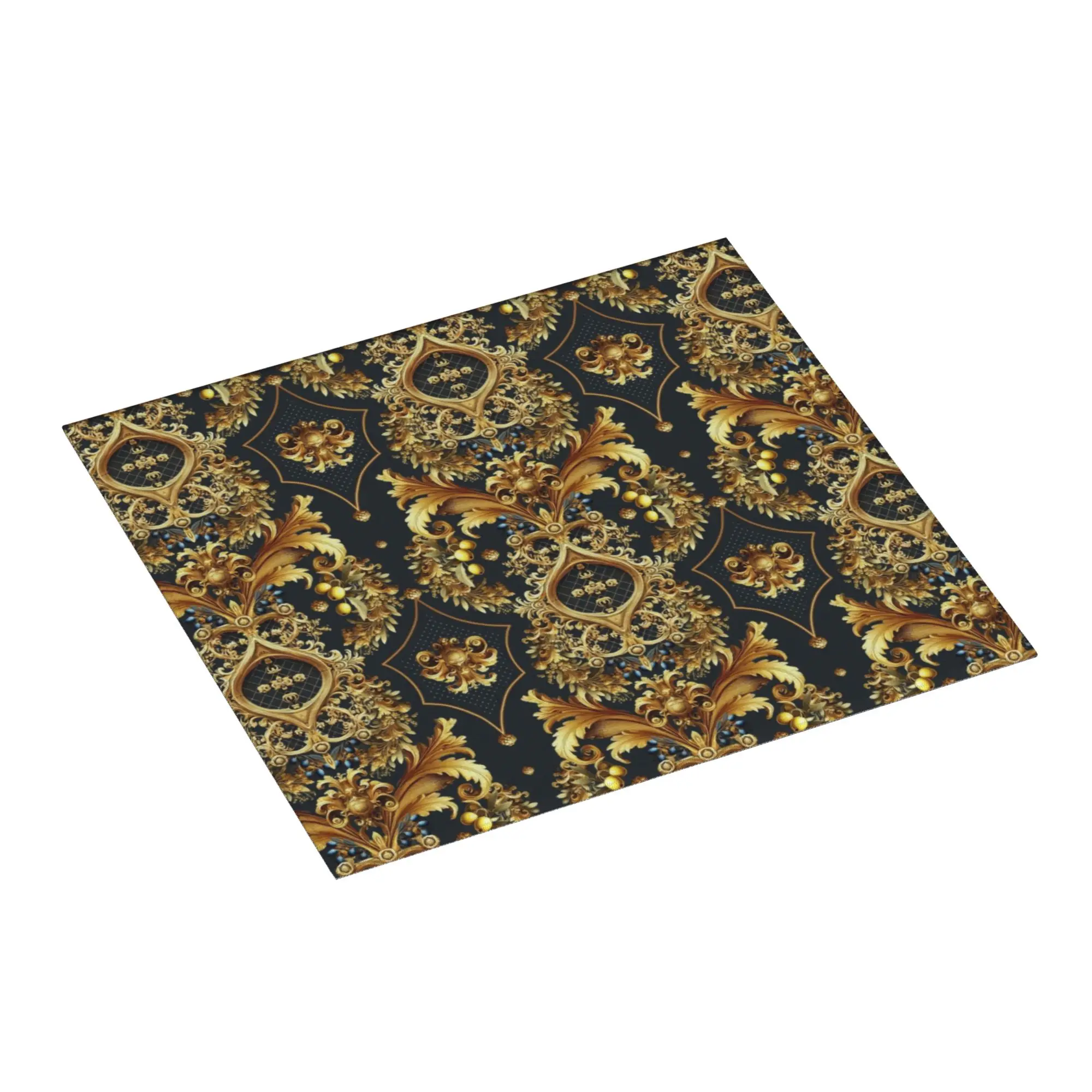 Baroque Black Yellow Non Slip Kitchen Counter Protector Mat Barware Tableware Reusable  Bathroom Drying Mat For Kitchen