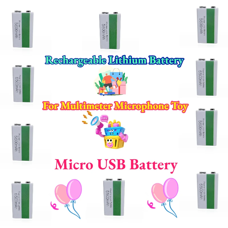 

5500mAh Battery Li-ion Rechargeable Battery Micro USB Battery Lithium for Multimeter Microphone Toy