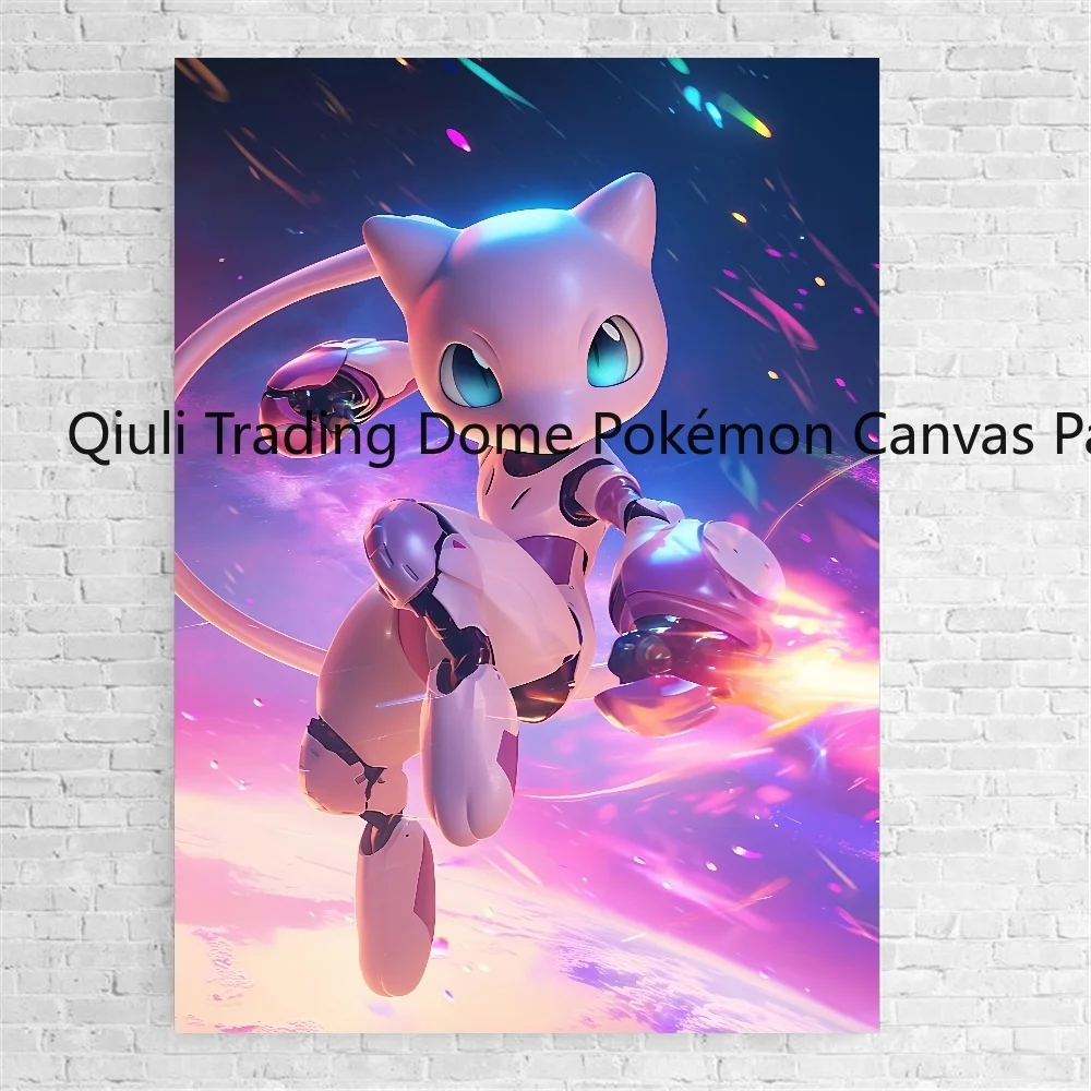 Pokemon Anime Canvas Painting Mewtwo Coolest Mecha Poster Print Watercolor Wall Art Picture Modern Home Decor Children's Gifts