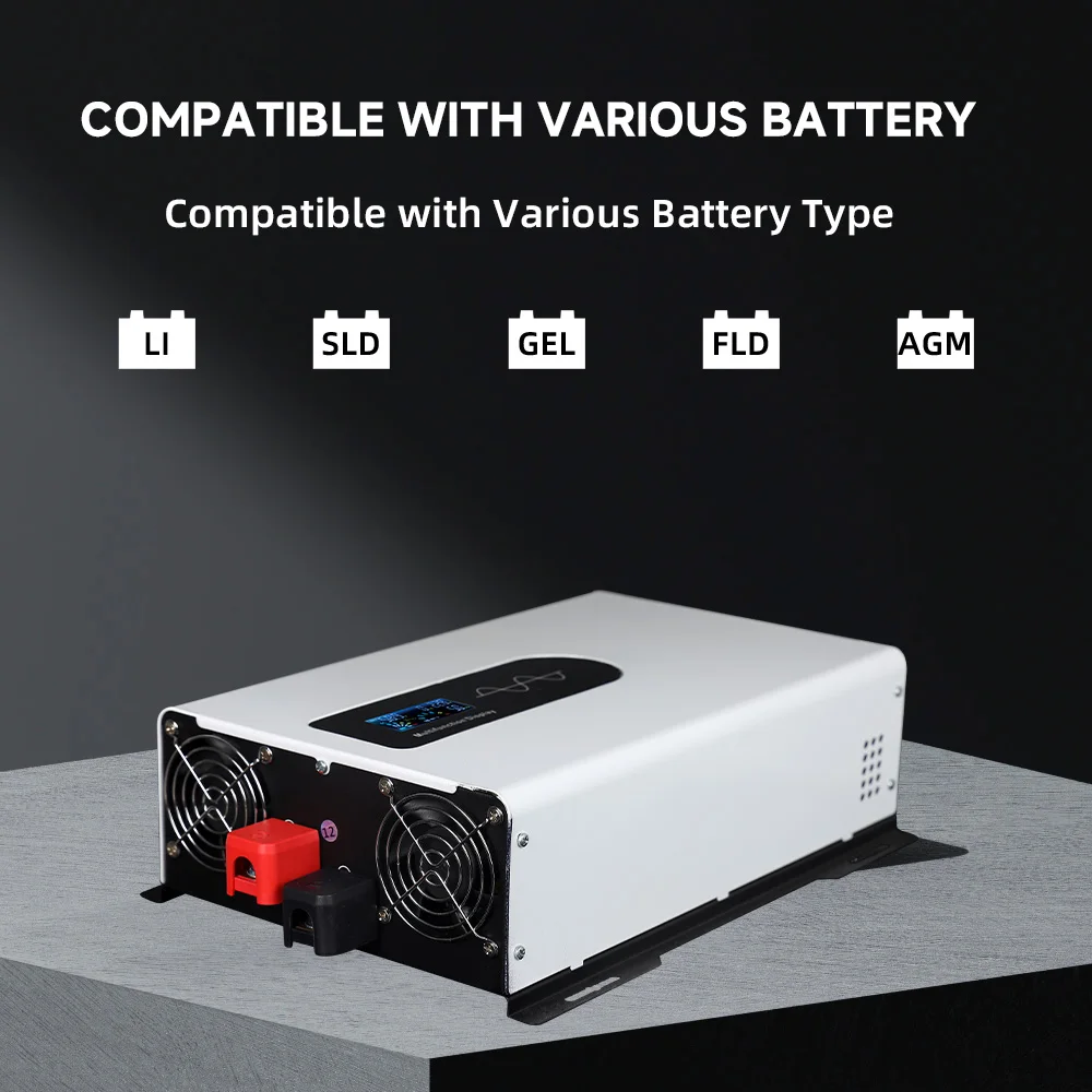 AIRSPIRIT 10/8/6/5KW Power Inverter Pure Sine Wave DC 12/24/48/60/72V To AC 110/120/220/230V LCD Display For Vehicles RV System