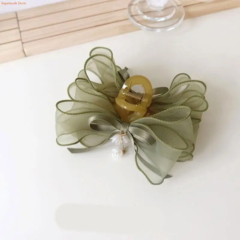 Q5WE Green Elegant Hair Claw Clip Ponytail Claw Catch Barrettes Ponytail Holder