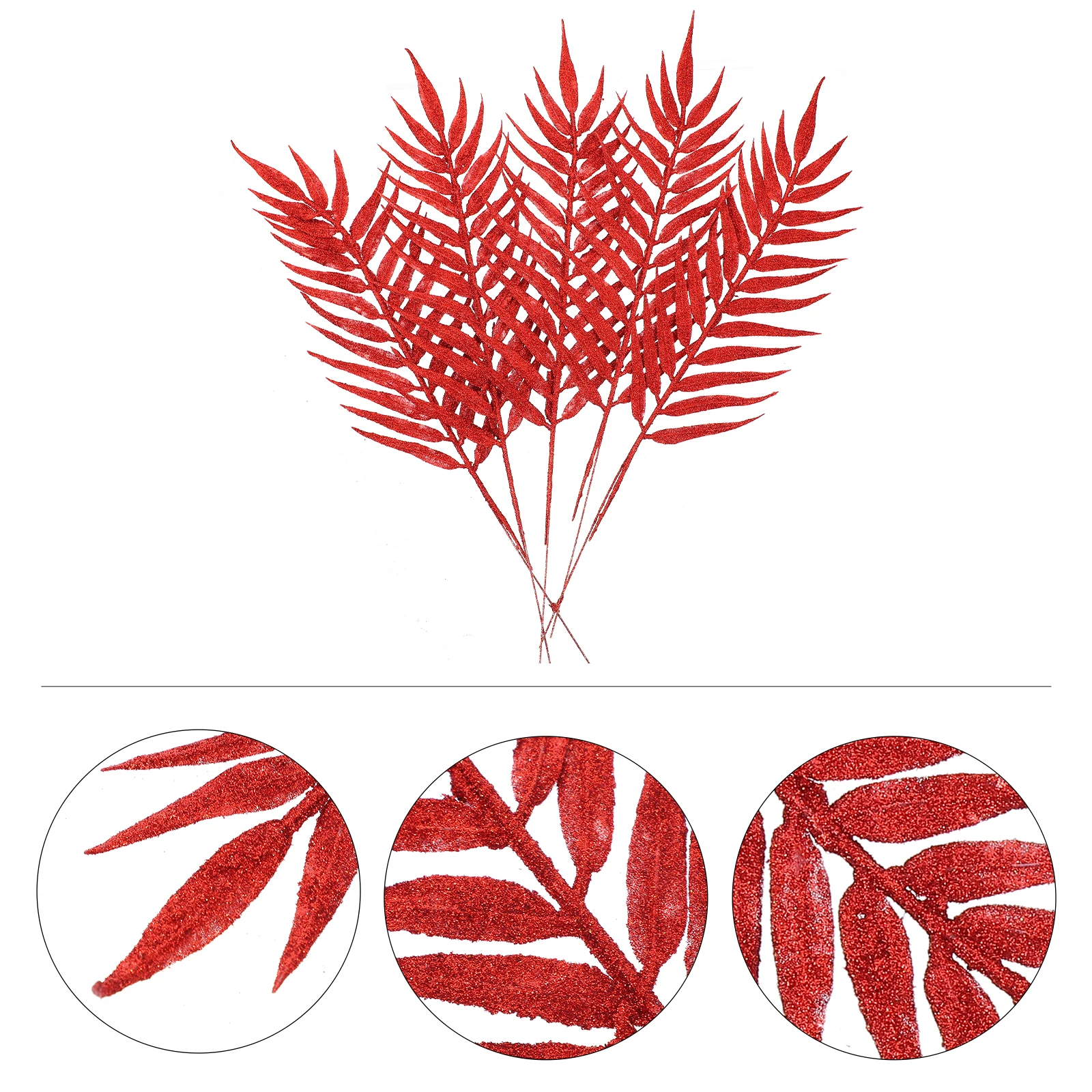 

5Pcs Christmas Leaves Ornaments Shiny Flannel Xmas Tree Decoration for Home Party Wedding Decorative Artificial Leaves