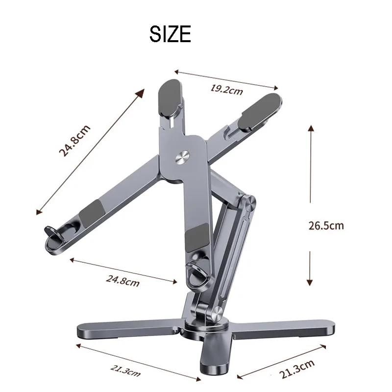 Składana podstawka do laptopa 360°°Obrotowy stolik do notebooka Regulowany uchwyt ze stopu aluminium Przenośny uchwyt typu X do laptopa 10-17 cali