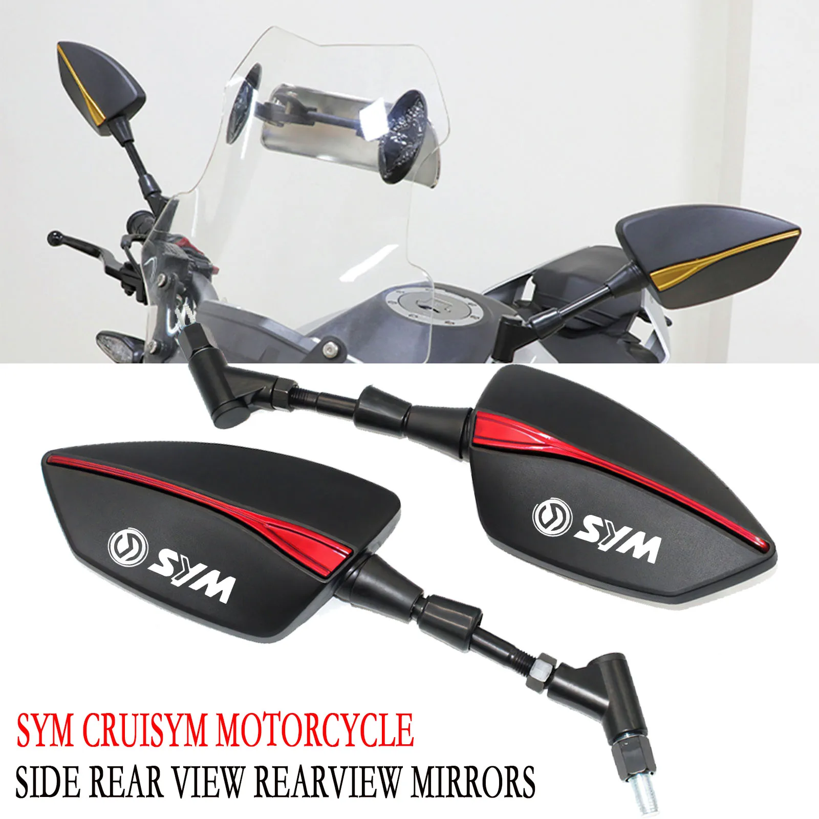 Aluminium Motorrad Lenker Rückspiegel Blendschutz Spiegel für SYM CRUISYM 125 200 250 300