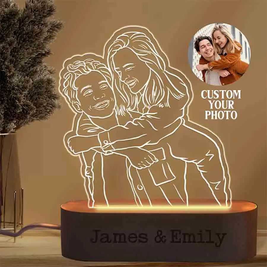 Personalized 3D Photo Lamp Night Lights Custom Gifts of Person&Pet LED Lamp Support Engraving Base Text  Anniversary Gift Decor