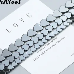 WLYeeS Love heart Shape Hematite Bead Natural Stone Peach Heart Loose Space Bead for Jewelry Bracelet Earring Pendant Making DIY