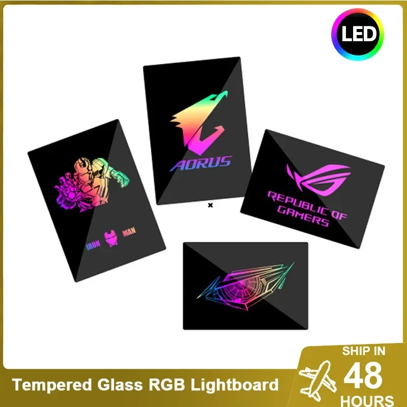 Painel de iluminação argb ssd, placa de identificação rgb personalizada 5v/12v, placa traseira rog, vidro temperado, gabinete gamer, lightboard decorativo aura sincronização