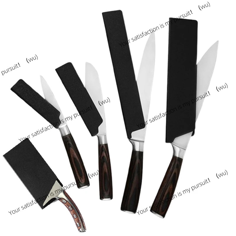 Flocking Kitchen Knife Blade Protector Cover For 3.5-10 Inch Knives Case Practical Black Chef Fruit Knife Sheath Guard