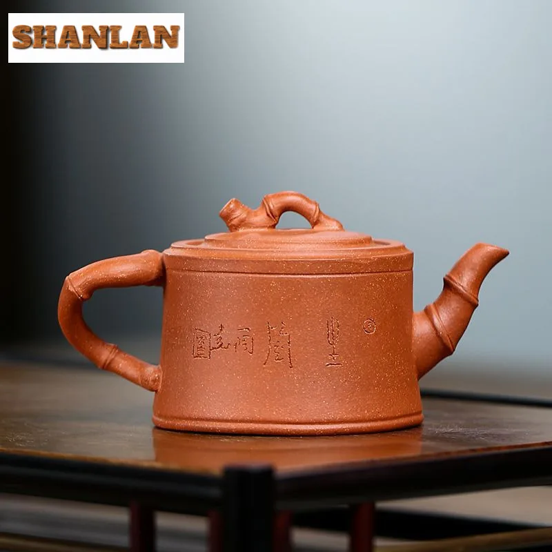 90ml High-end Yixing Purple Clay Teapots Handmade Bamboo Joint Pot Raw Ore Downhill Mud Tea Brewing Kettle Zisha Tea Set For Tea