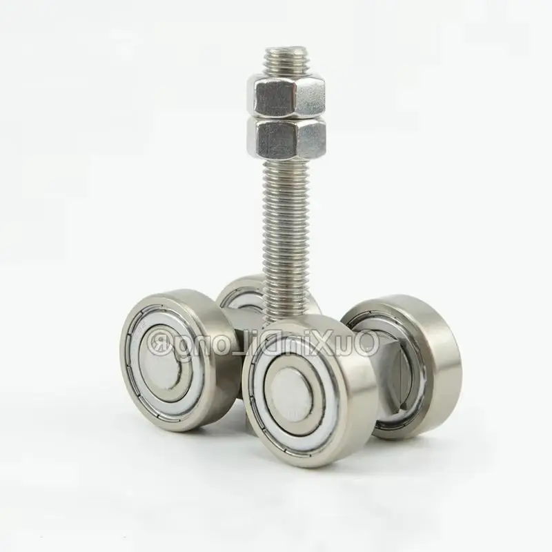 

2 шт., тяжелые ролики для раздвижных дверей из нержавеющей стали, промышленные орбитальные подшипниковые шкивы, складные дверные подвесные колеса, загрузка 400 кг