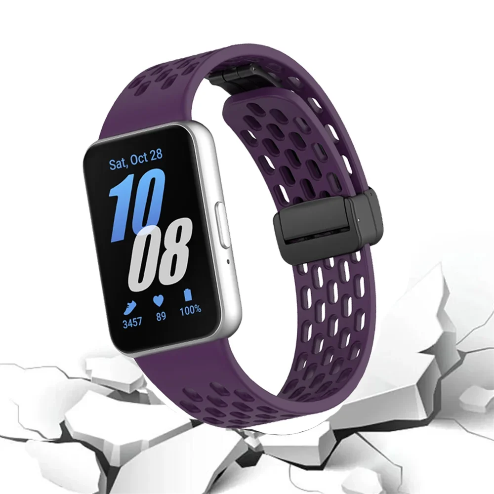 Magnetisches Sport-Silikonband mit D-Schnalle für Samsung Galaxy Fit 3 Fit3 SM-R390, Ersatzarmband, Armband, Zubehör – Detail 3