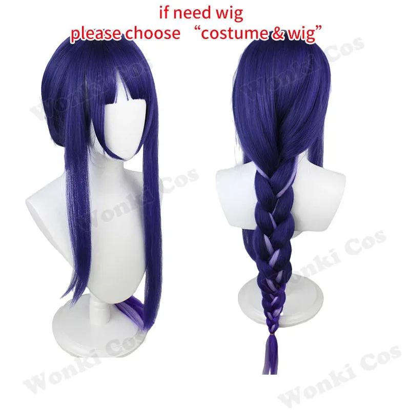 High Quality Raiden Shogun Cosplay Costume Wig Hair Game Impact Raiden Shougun Costumes Wig Set for Women Party Outfits