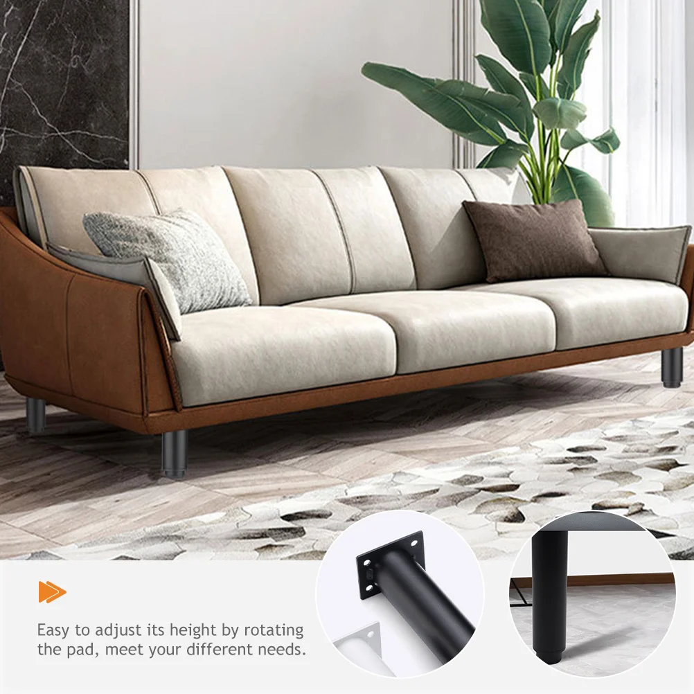 

4pcs Adjustable Bed Support Legs Furniture Foot Replacement Thickened Metal Dresser Sofa Table Legs Black Iron Stable