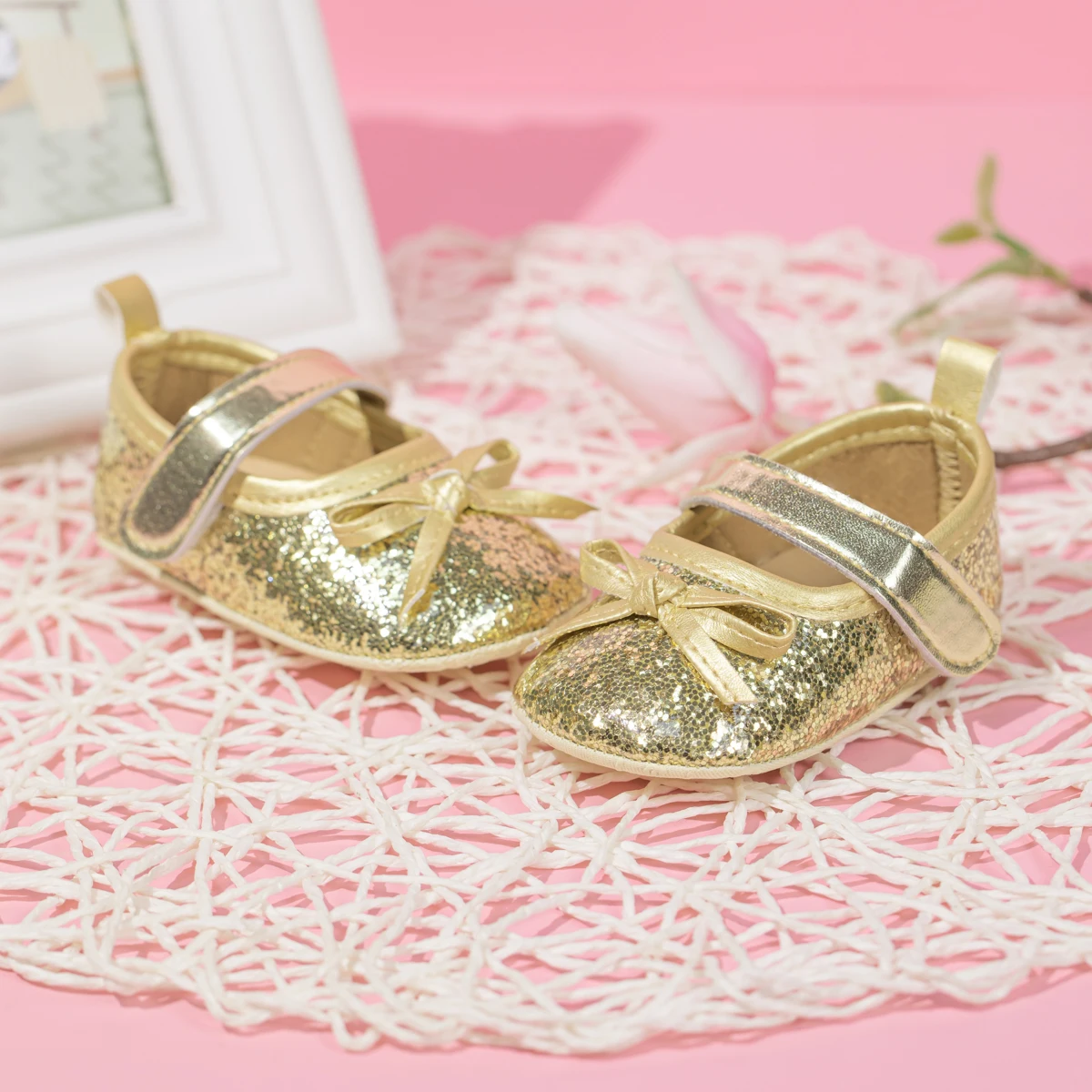 New Baby Shoes Baby Girl Shoes Bling Princess Gold toddler Shoes Anti-slip Flat Rubber Sole Newborns First Walkers Infant Shoes