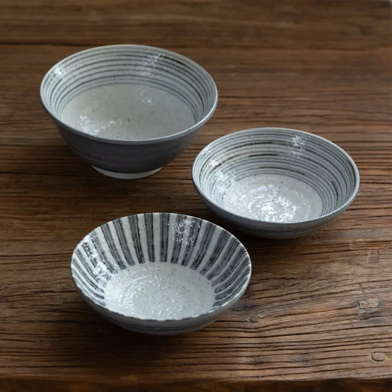 Japanese-Style Mino-yaki Shino Stoneware Bowl & Plate Set, Rice Bowl, Breakfast Plate, Large Soup Bowl, Pasta Plate - view 2