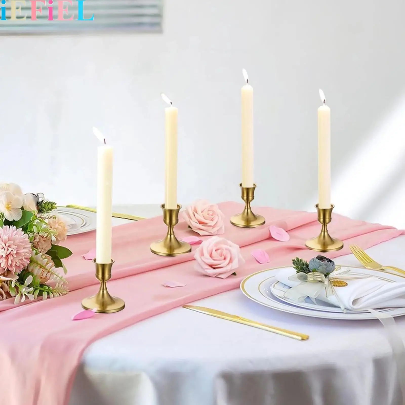 

Vintage Metal Candlestick Holders Candle Holders for Dinner Room Table Centerpiece Or Mantel Wedding Party Decor