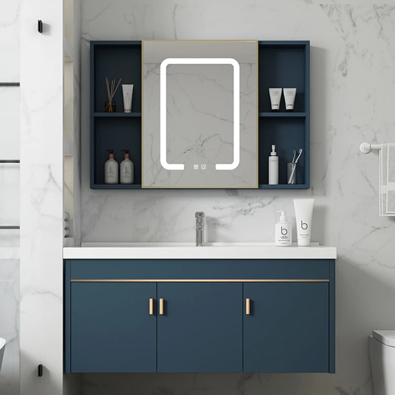 

Corner Cabinet Wall Pharmacy Double Washbasin Bathroom Storage Salon Station Locker Column Luxury Closed Mueble De Baño