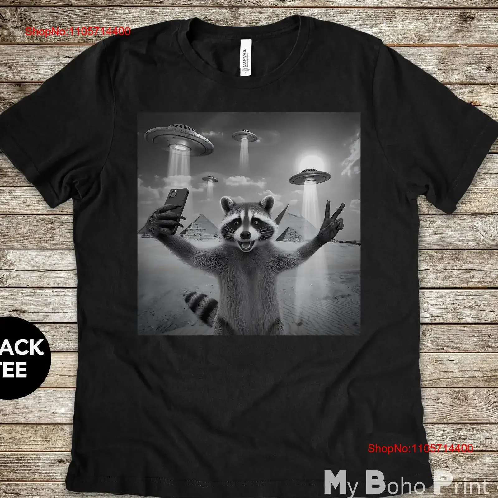 Funny Raccoon UFO Selfie With Pyramids T Shirt Weirdcore Egypt Invasion Picture Meme vintage Washed Casual Unisex homme