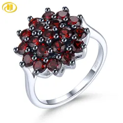 Natural Genuine Red Garnet Sterling Silver Rings 2.9 Carats Classic Elegant Fine Jewelrys Design Women Birthday Anniversary