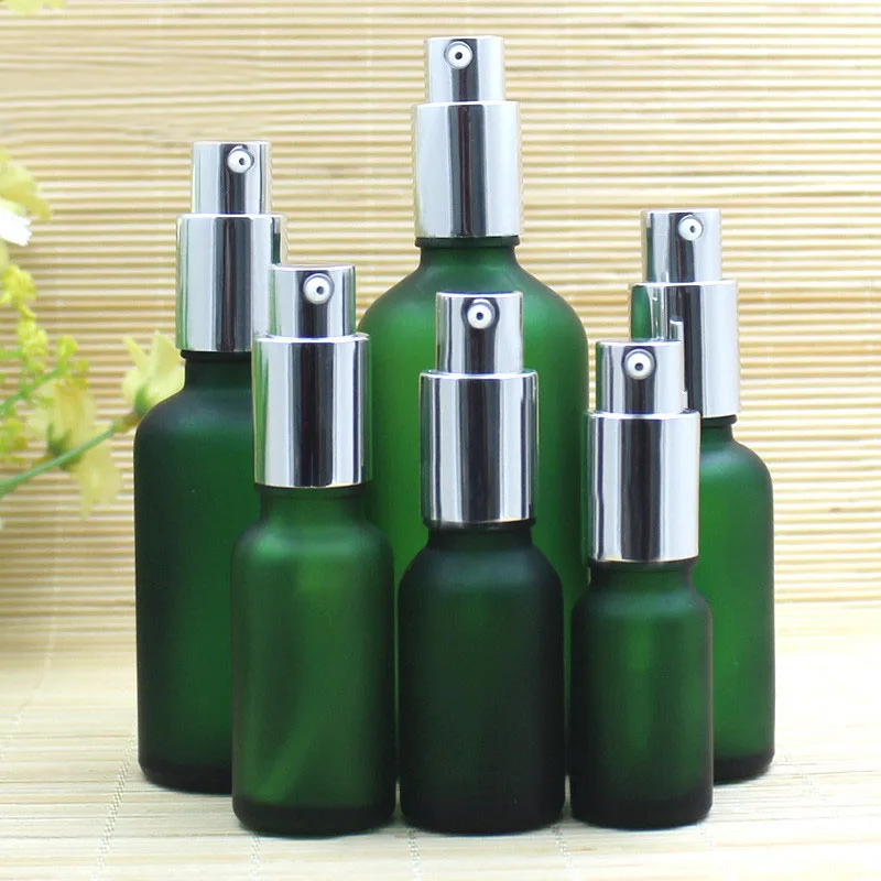 100ml clear/blue/green/brown glass bottle pump essential oil serum  moisture essence mist sprayer liquid skin care cosmetic pack