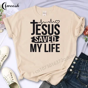 Tops de mangas curtas unissex extragrande com gola, camisa cristã, camiseta da fé, camiseta de Jesus, roupas femininas, verão 6 principais vendas camiseta feminina jesus cristo - №2