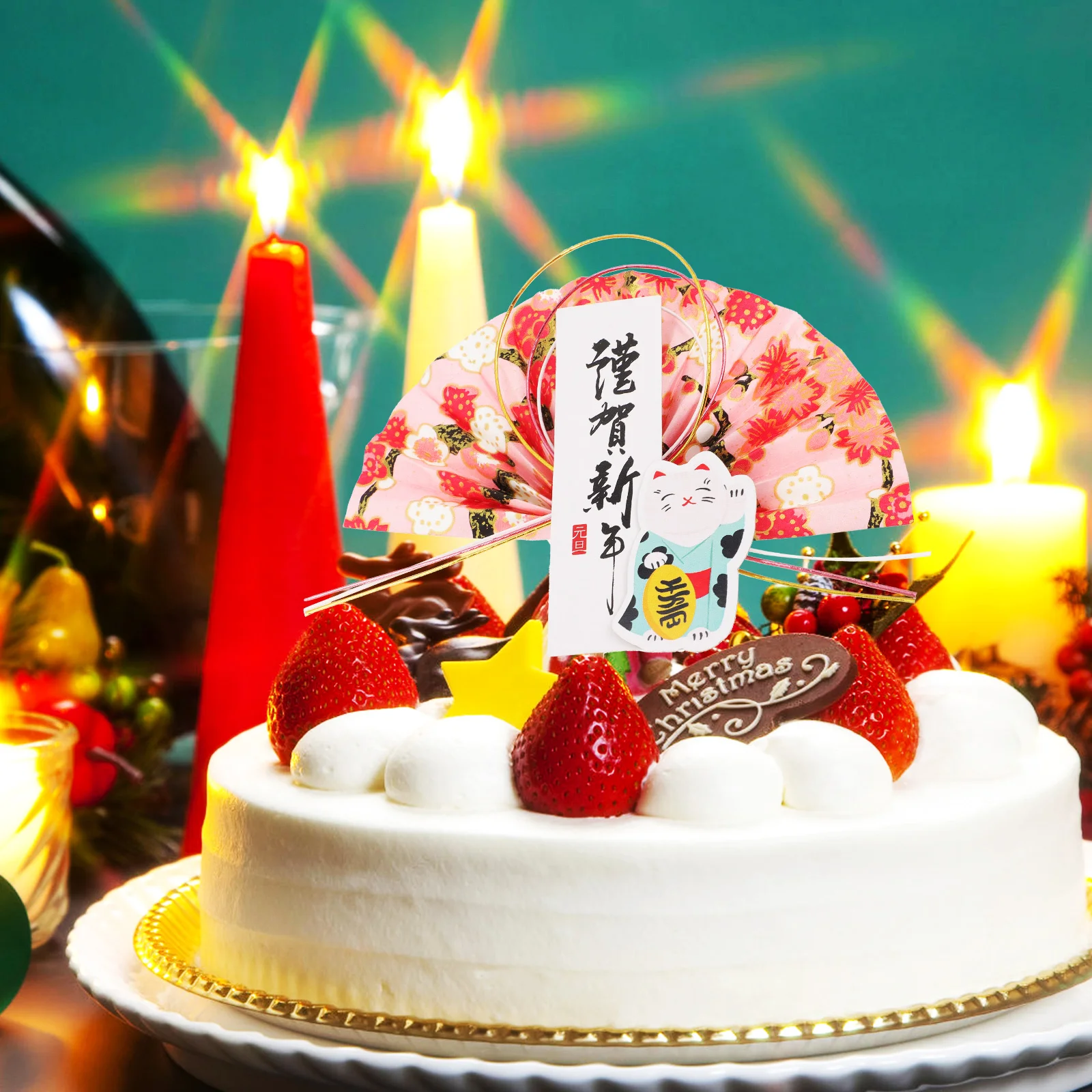 

4Pcs Multifunctional Flower Arrangement Picks Japanese Style Paper Material Cake Cupcake Fruit Decor Party Craft Home Supplies