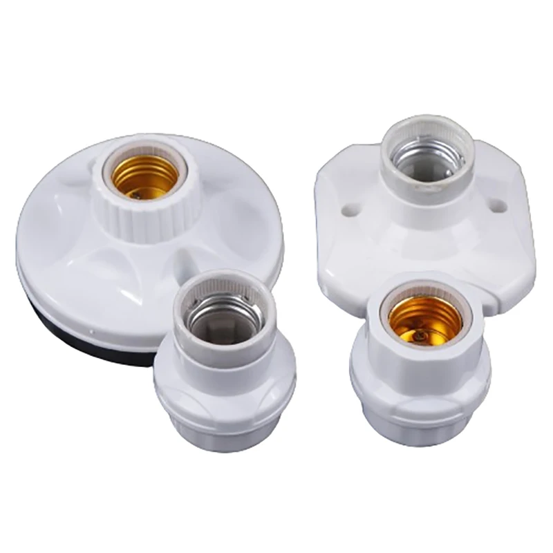 1PC Hanging Lamp Socket Base E27 Ceramics LED Light Bulb Holder Square Round Socket Base 6A 250V DIY Accessories