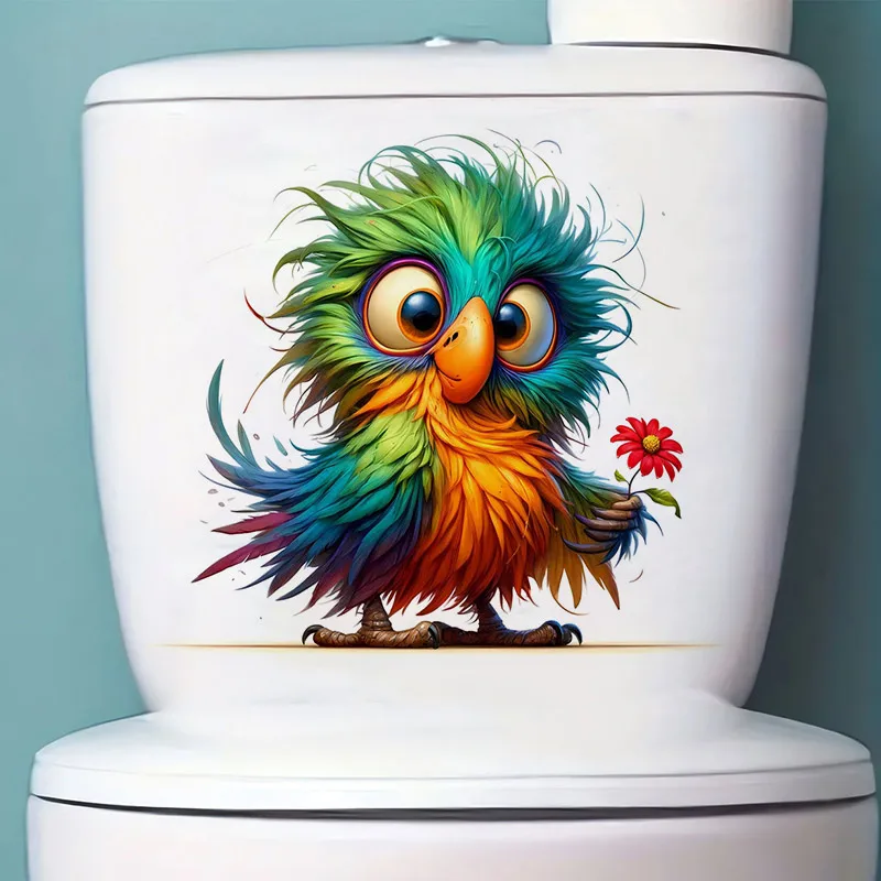 Crazy and Funny Bird Wall Sticker Toilet Lid Stickers, Bedroom Entrance Living Room Porch Home Decora Waterproof Decals S875