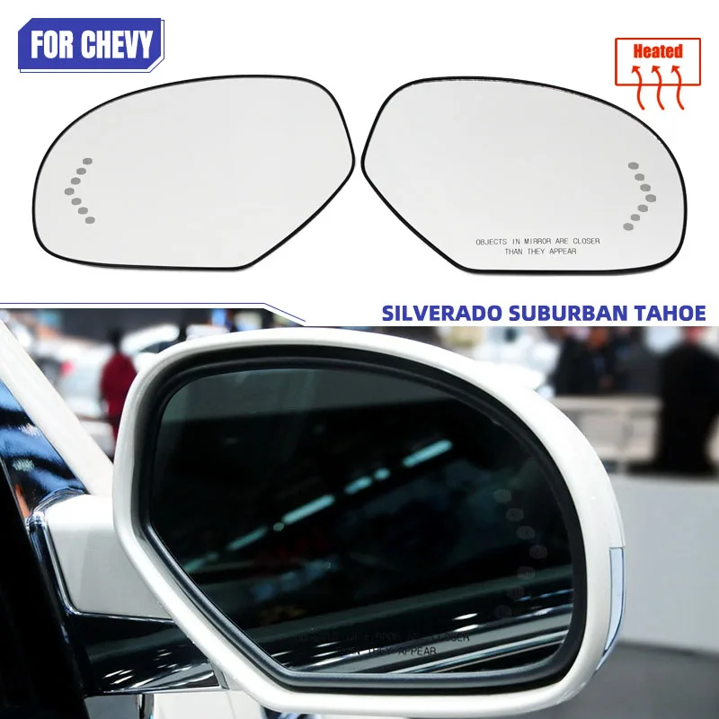 Side Wing Mirror Glass For Cadillac Escalade ESV Chevrolet Avalanche Silverado Suburban Tahoe GMC Yukon Left Right Heated Rear