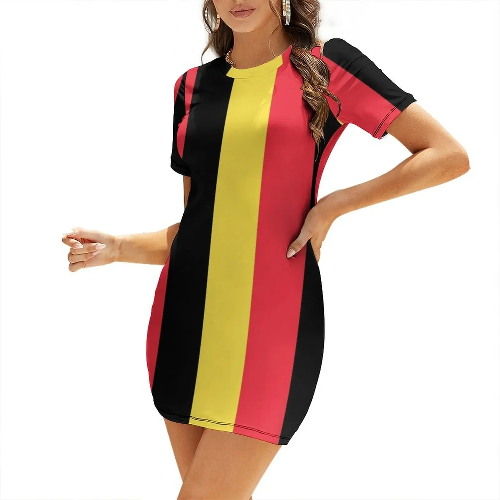 

Belgium Flag Short-Sleeved Dress dress dresses clothes cocktail dresses Elegant gowns Dress