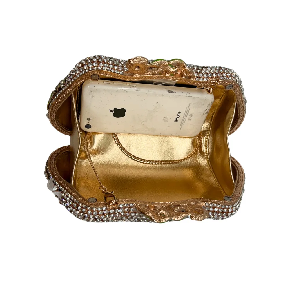 2026 Oil Drop Diamond Enamel Flower Stone Purse Women's Trendy Banquet Evening Handbag Snap Closure Dinner Bag Taschen Damen