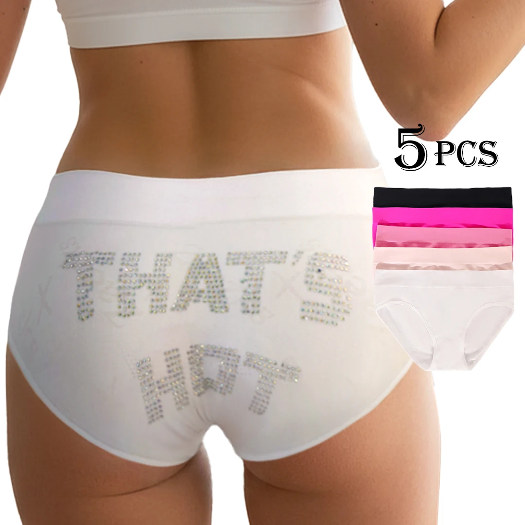 

Бесшовные треугольные брюки со средней талией из 5 предметов, мягкое и удобное, сексуальное и элегантное женское нижнее белье со стразами.