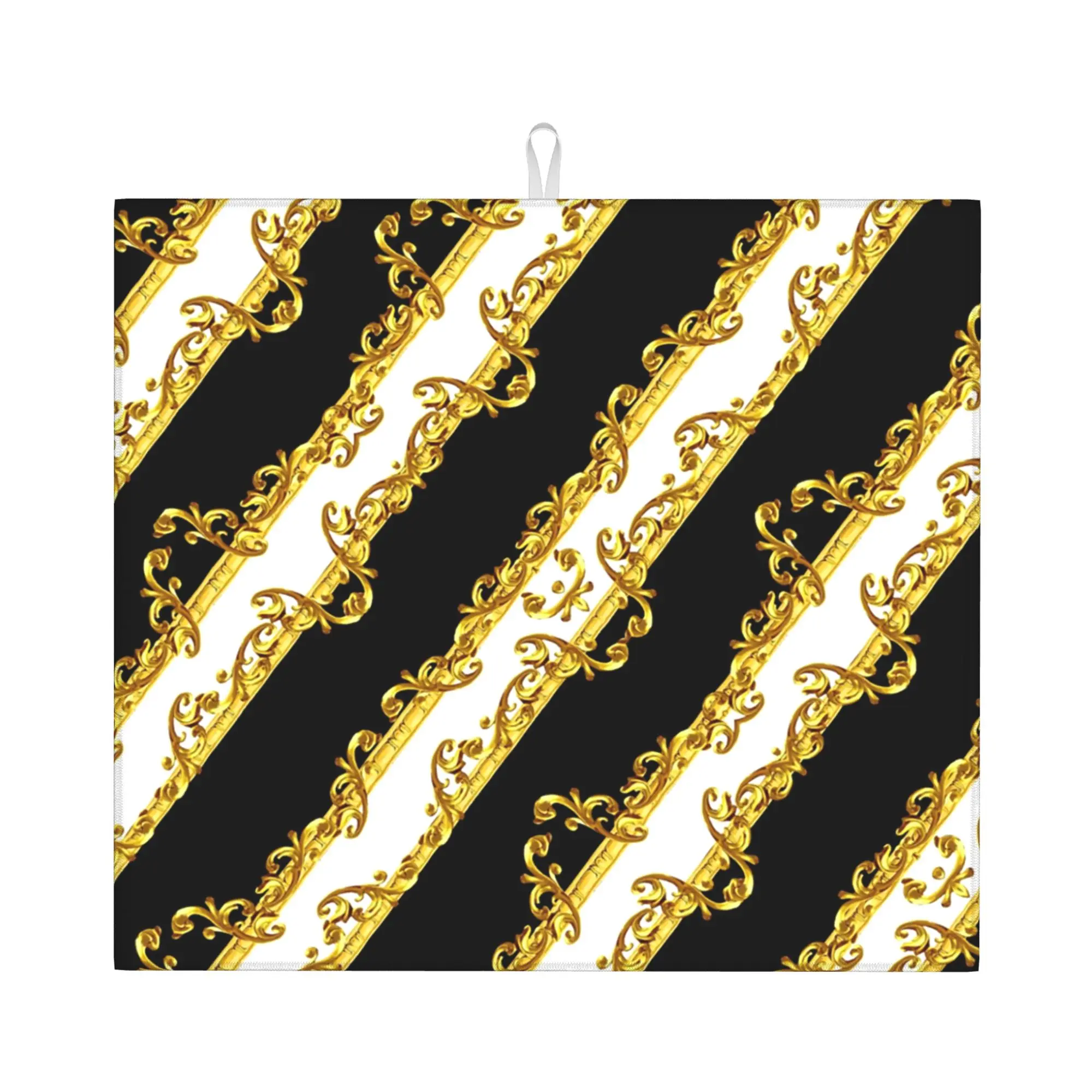 Greek Ornament Baroque Prints GoldenMeander Meandros Absorbent Barware Tableware Oil Proof Reusable Drying Mat For Kitchen