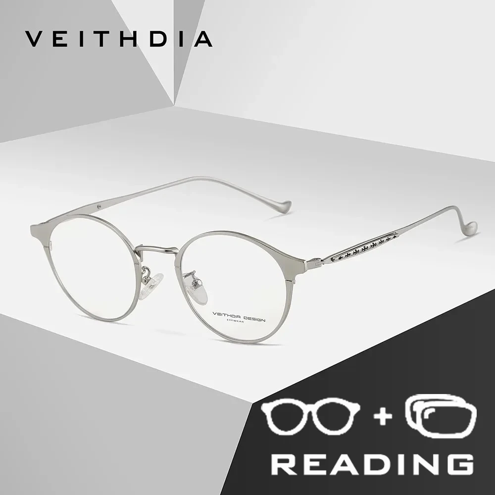 

Очки для чтения VEITHDIA, очки с защитой от синего света, нержавеющая сталь + поликарбонатные линзы из медного сплава + 1,00 +1,50 +2,00 +2,50 R08006