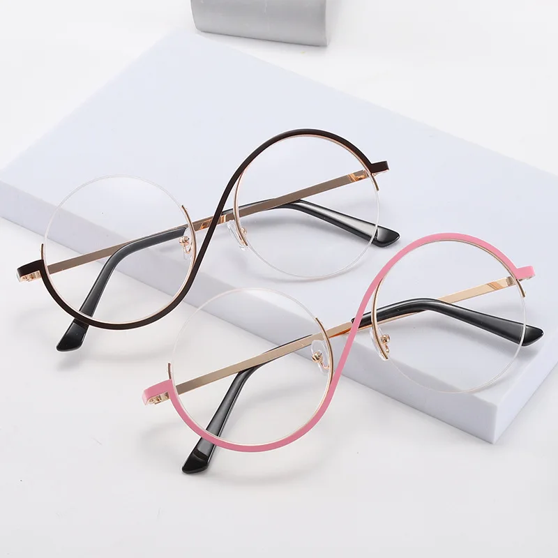 Transparente Runde Computerbrille mit Metallrahmen für Damen und Herren, Anti-Blaulicht Rechteckige Brillen, Optische Schutzbrillen