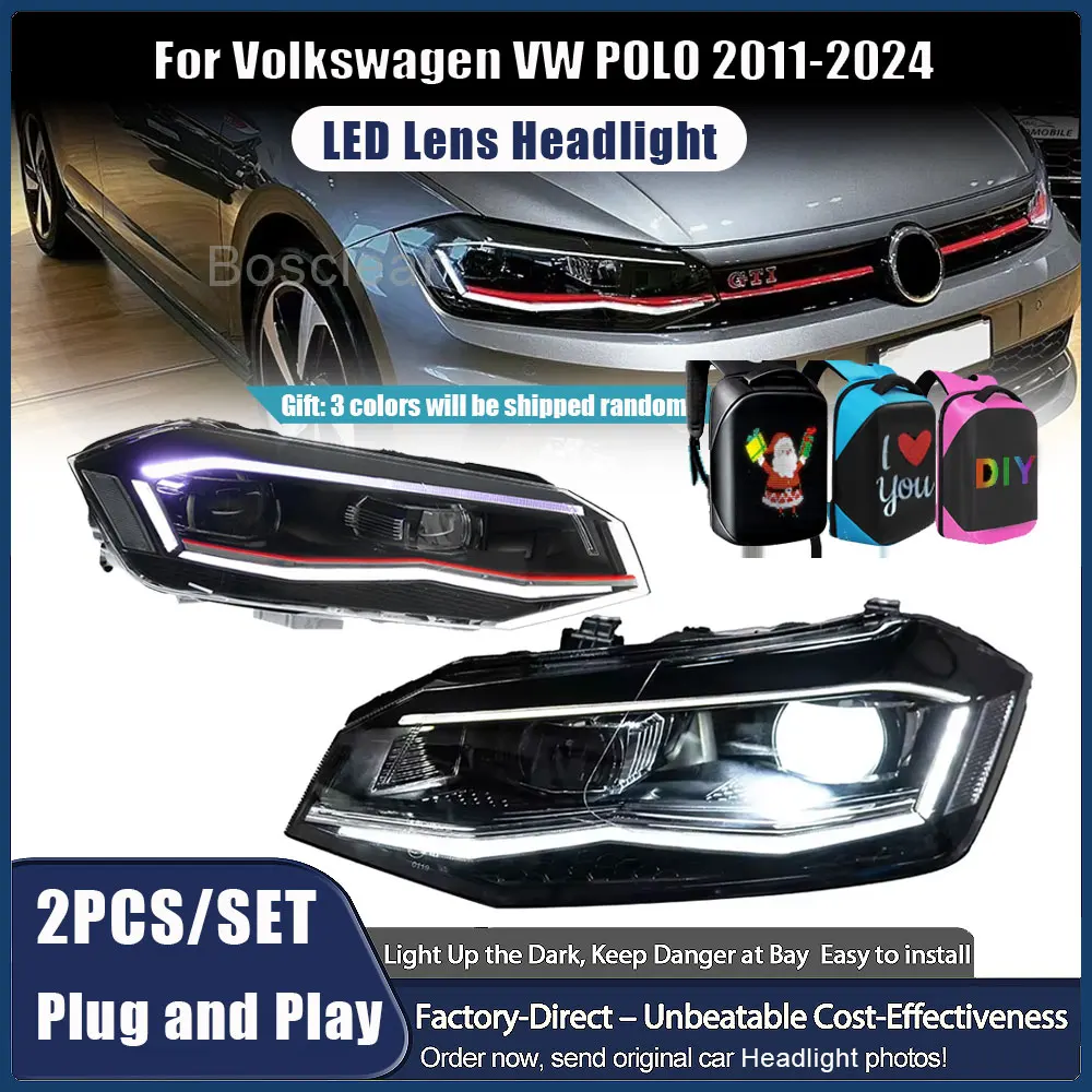 Headlight for VW Polo TSI 2011-2024 Car DRL Hella автомобильные товары Hella Xenon Hid 12V H7 LED Vento Polo GTI Car Accessories