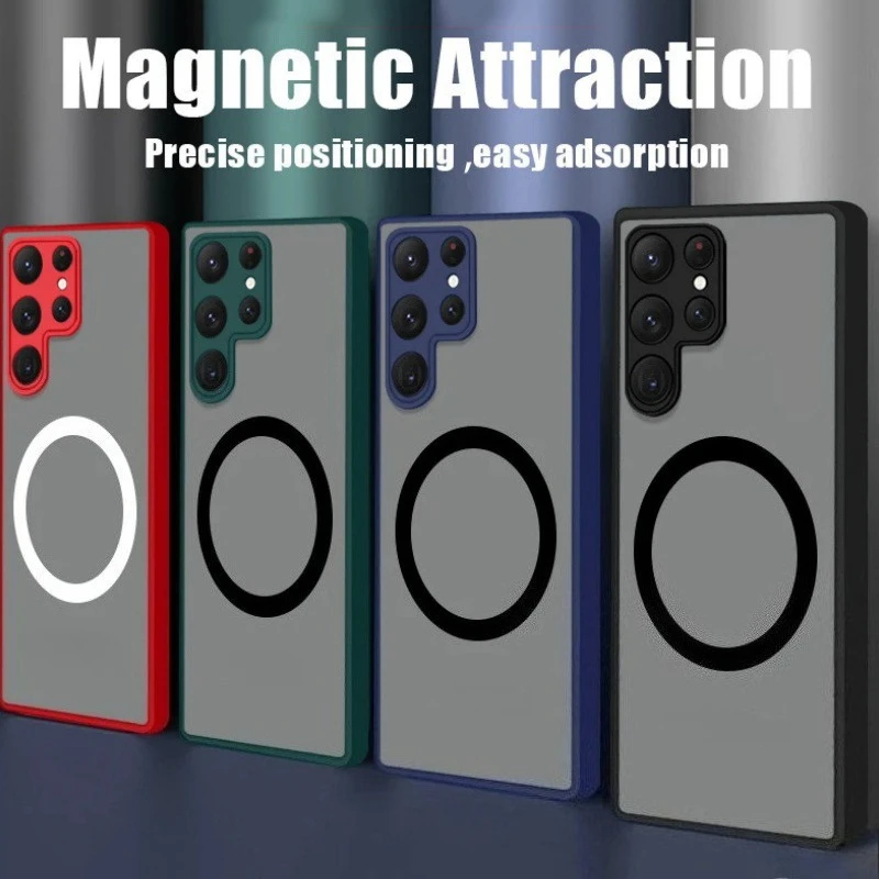 Matte Magnetische Macsafe Hülle für Samsung Galaxy S26 S25 S24 S23 S22 S21 Note 20 9 Ultra Plus FE für Magsafe Kabelloses Laden Cover