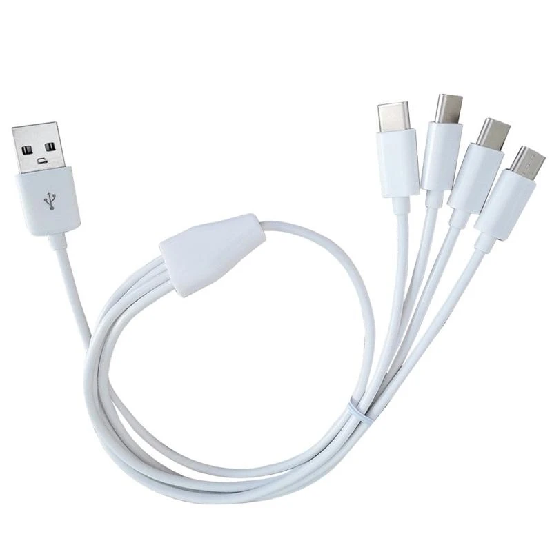 Мульти 4 в 1, USB-кабель для зарядного устройства, шнур для зарядки, несколько портов, зарядный кабель, разъем типа C для Samsung Xiaomi, телефона, планшета